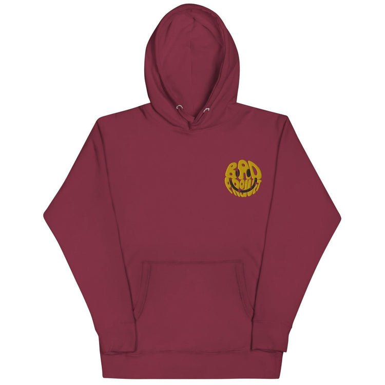 Embroidered Smiley Hoodie - Maroon / S