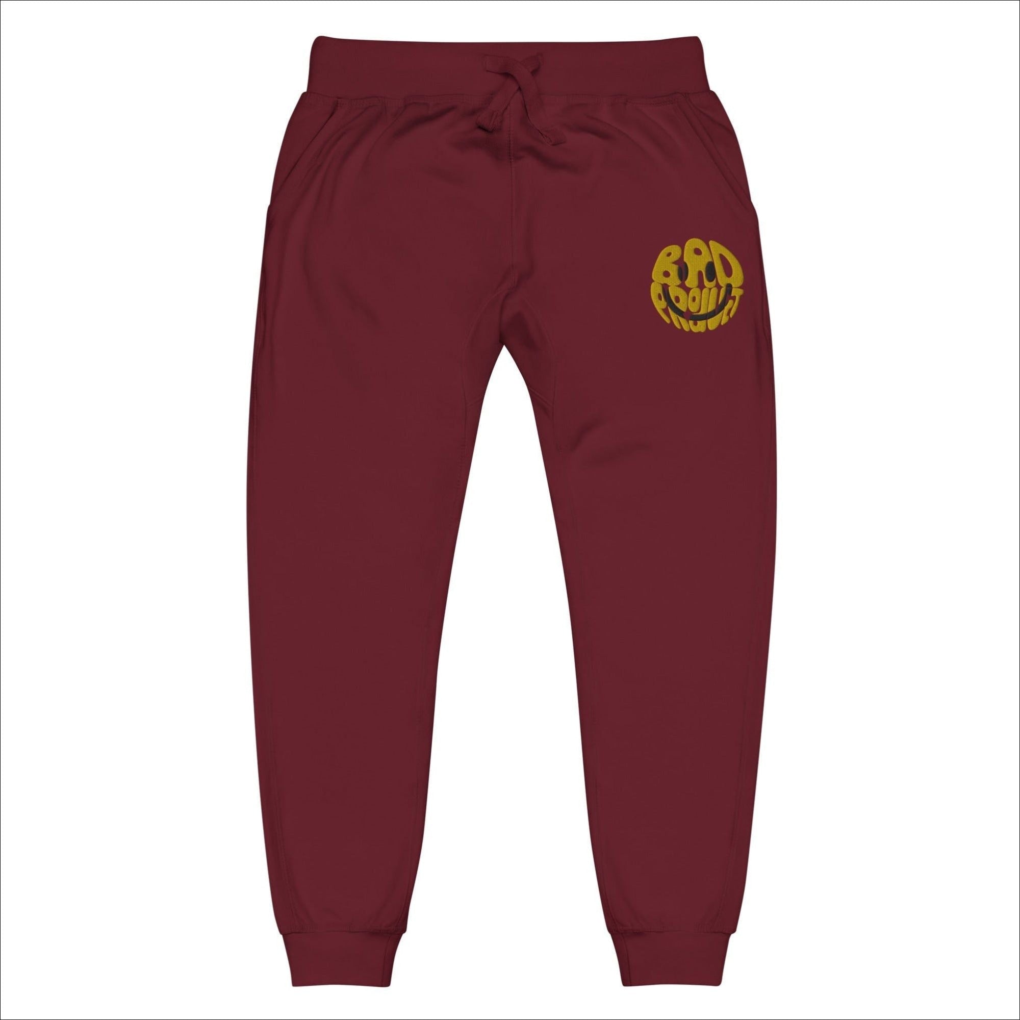 Embroidered Smiley Joggers - Maroon / XS