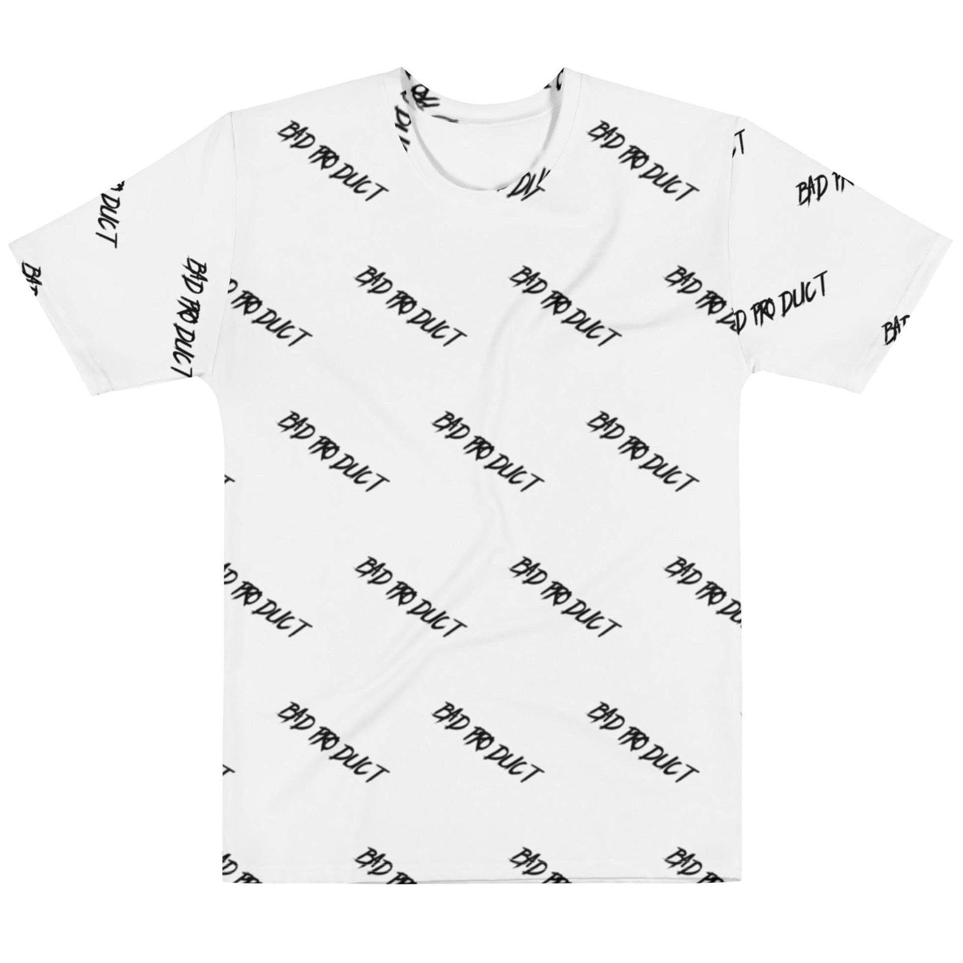 Front view of the 'All Bad Tee' with a white background and black lettering